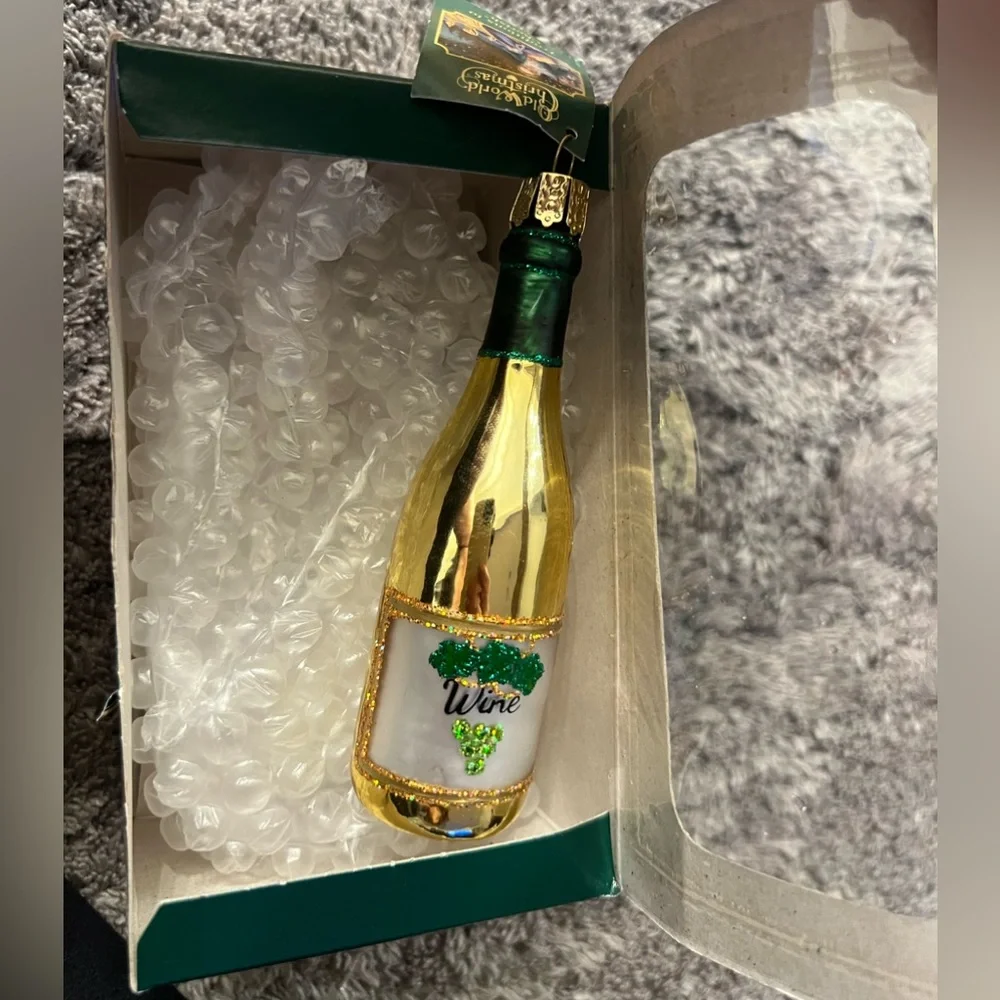 Old world Christmas wine glass ornament